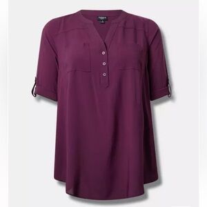 TORRID Purple Tunic Oversized Flowy 3/4 Sleeve Plus Size Top Blouse 0X
